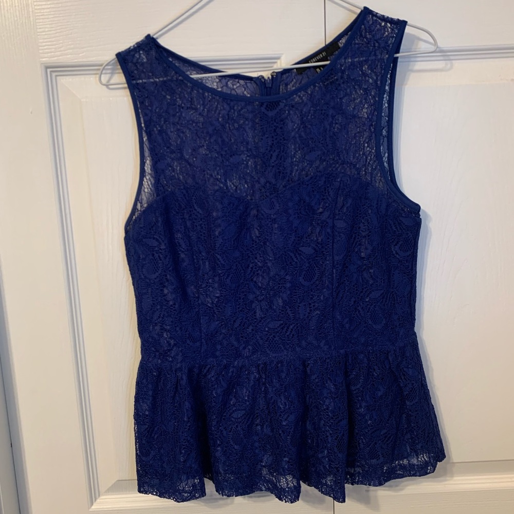 ☆ blue peplum lace top ☆